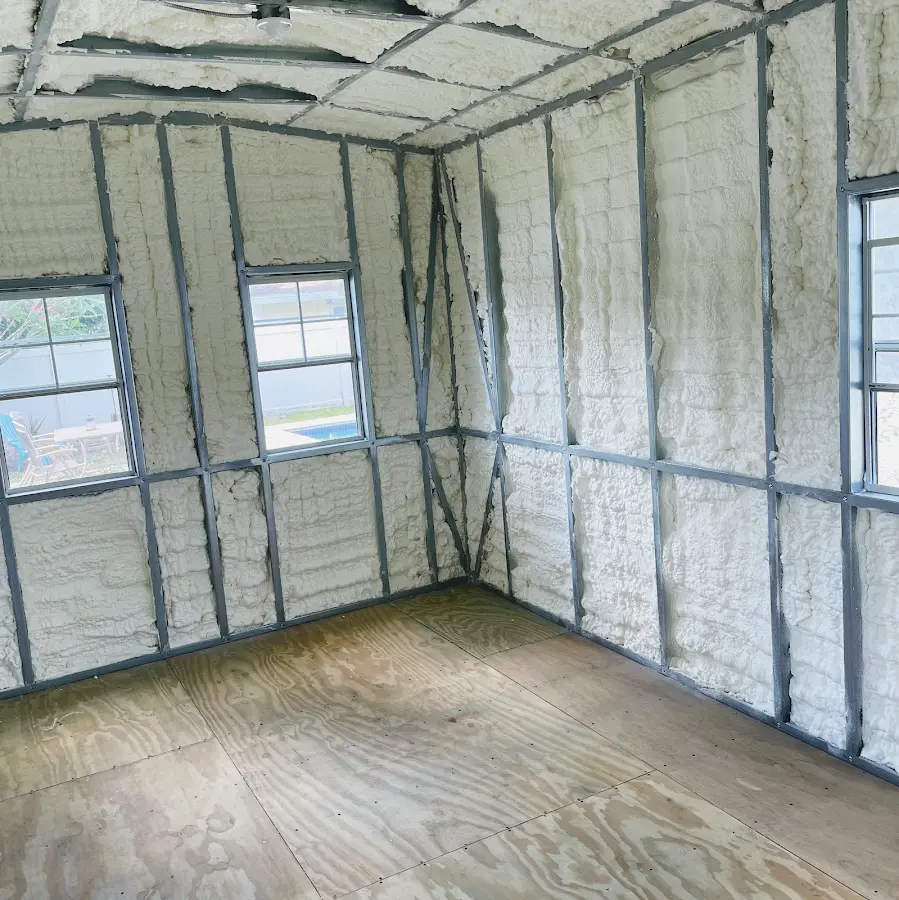 Closed-cell spray foam insulation applied to wall cavities in a residential project in Alamo Heights